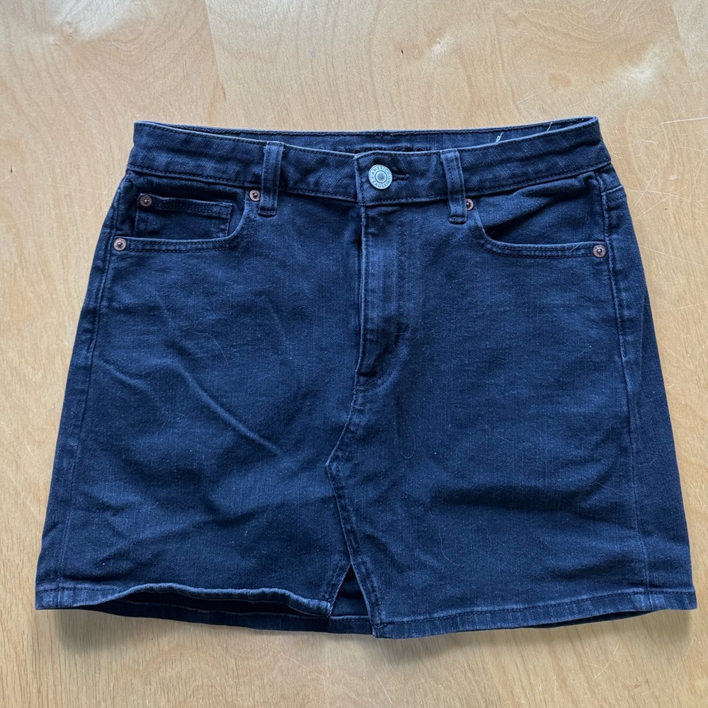 American Eagle Black Denim Mini Jean Skirt